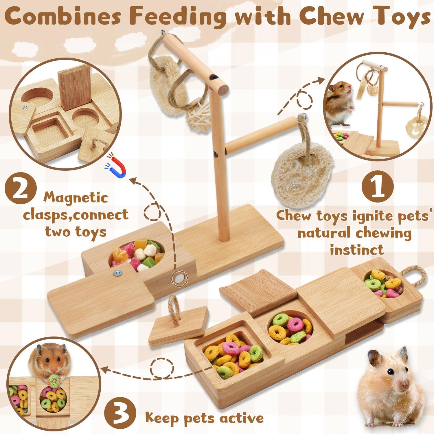 Juguete de Forrajeo de Madera YOBTEOY para Cobayas y Hámsters