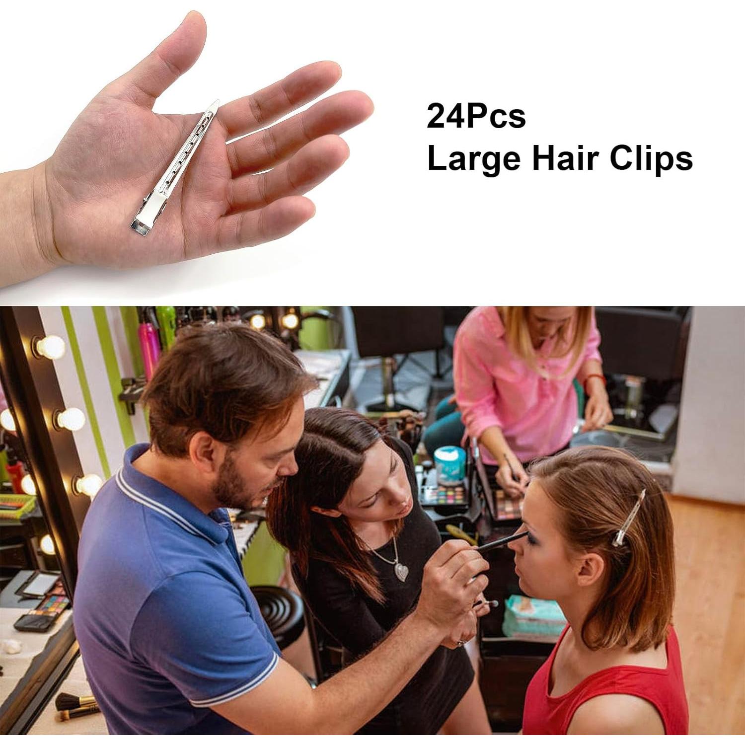 Clips de Pelo Metálicos HiJeaton 24 Pcs con Pico de Pato