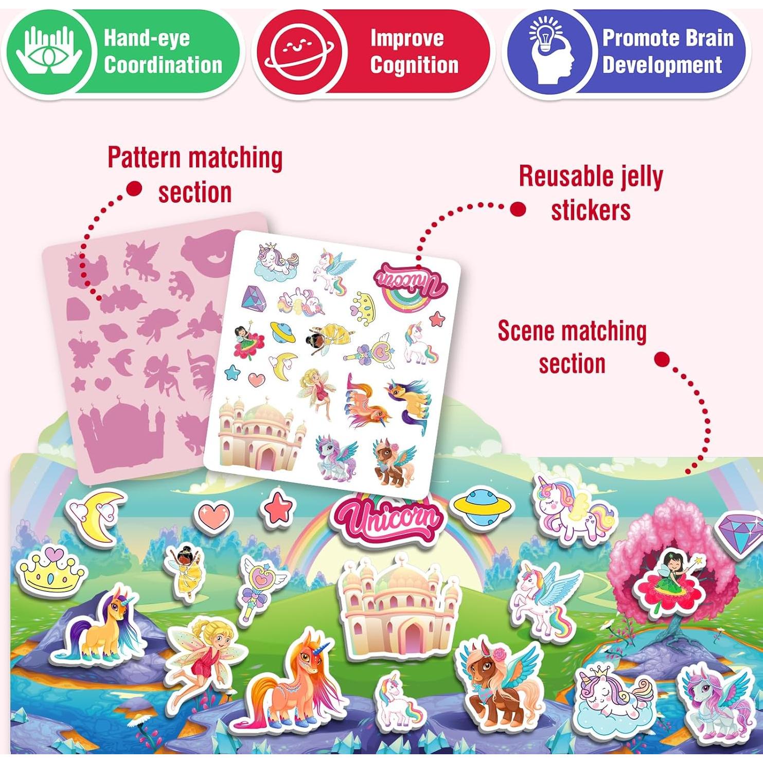 6 Libros de Pegatinas Reutilizables Meleetoon para Niños 2-4 Años