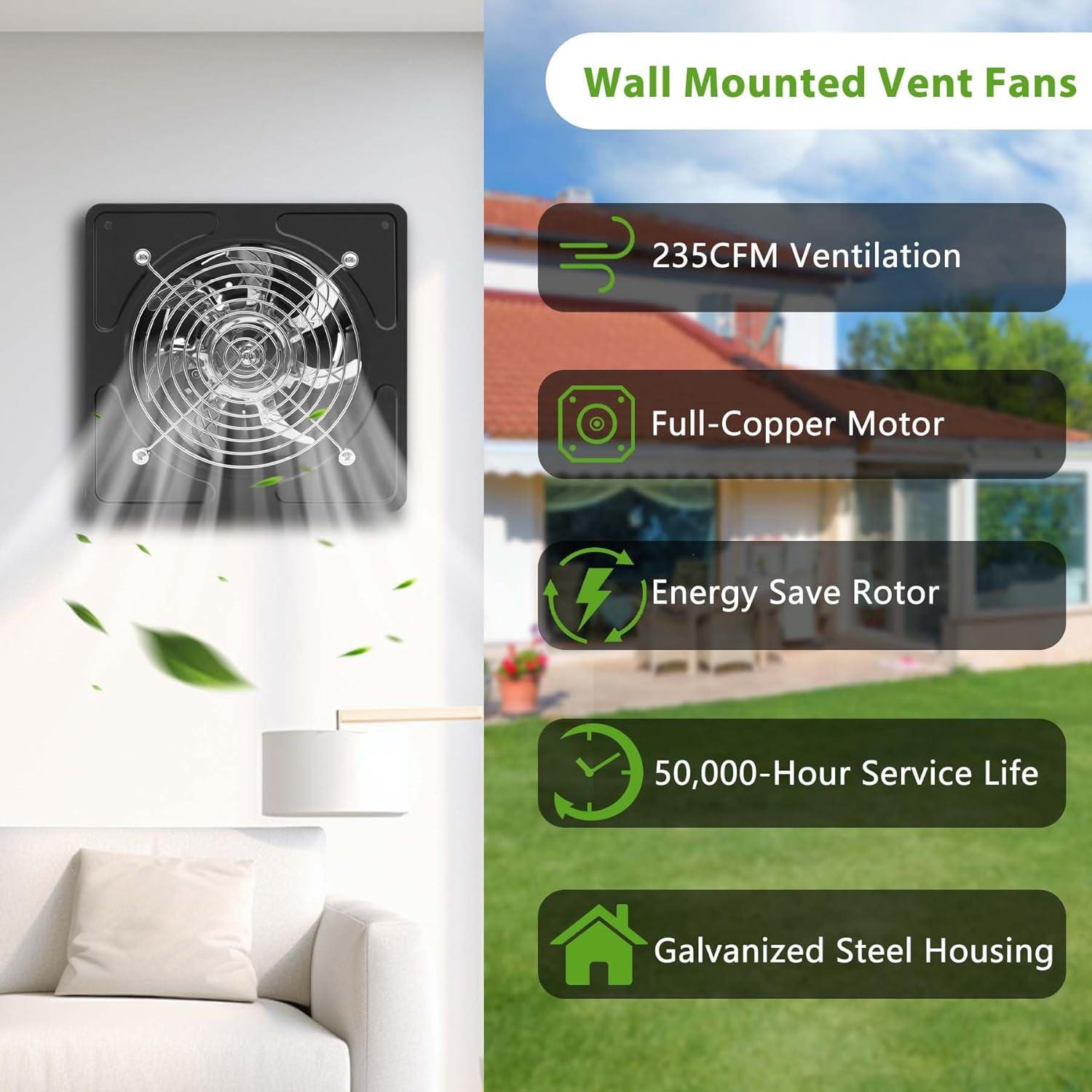 Ventilador Extractor de Pared POWERENG 6" 235 CFM 40W Negro