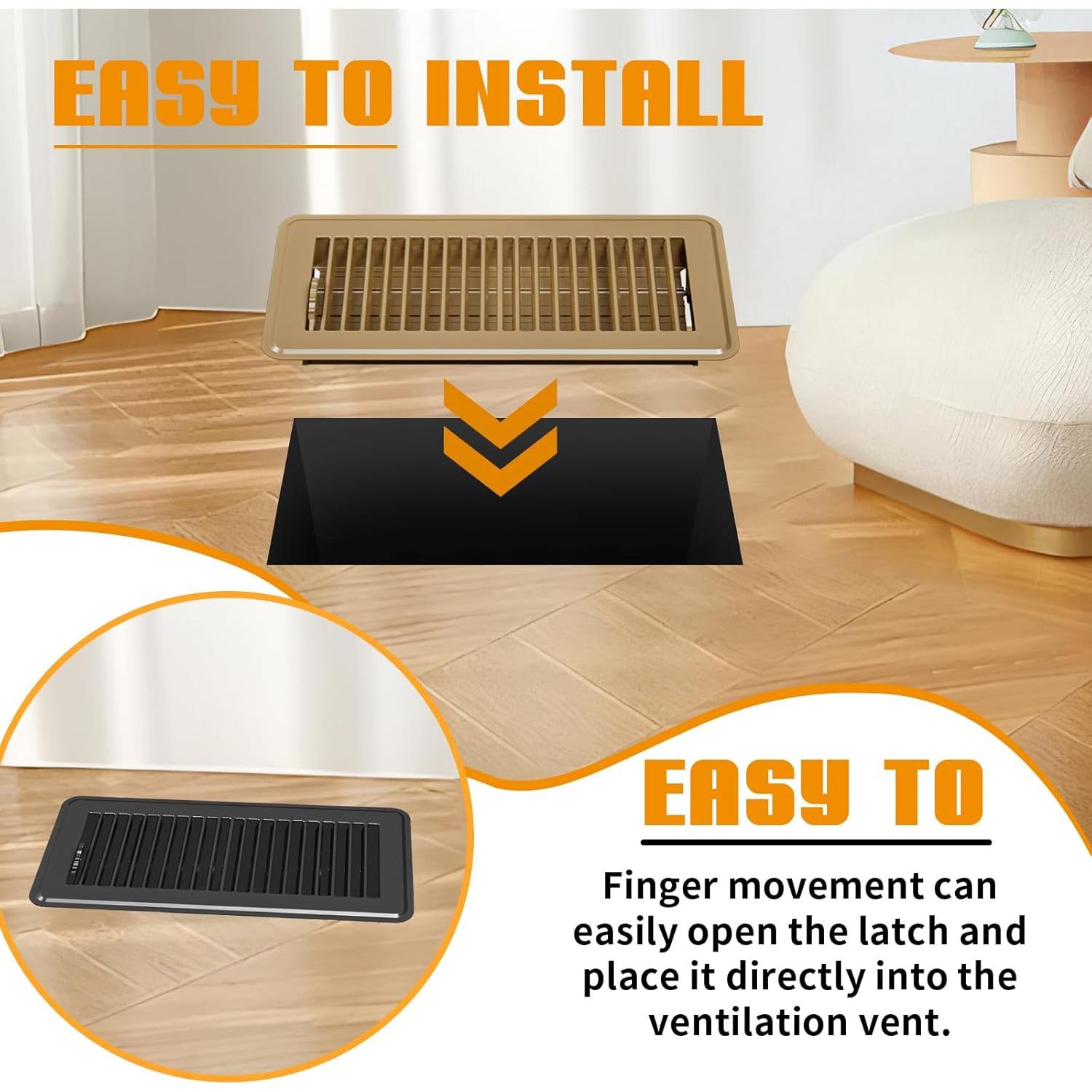 Paquete de 2 rejillas de piso 10 x 25 cm metal marrón