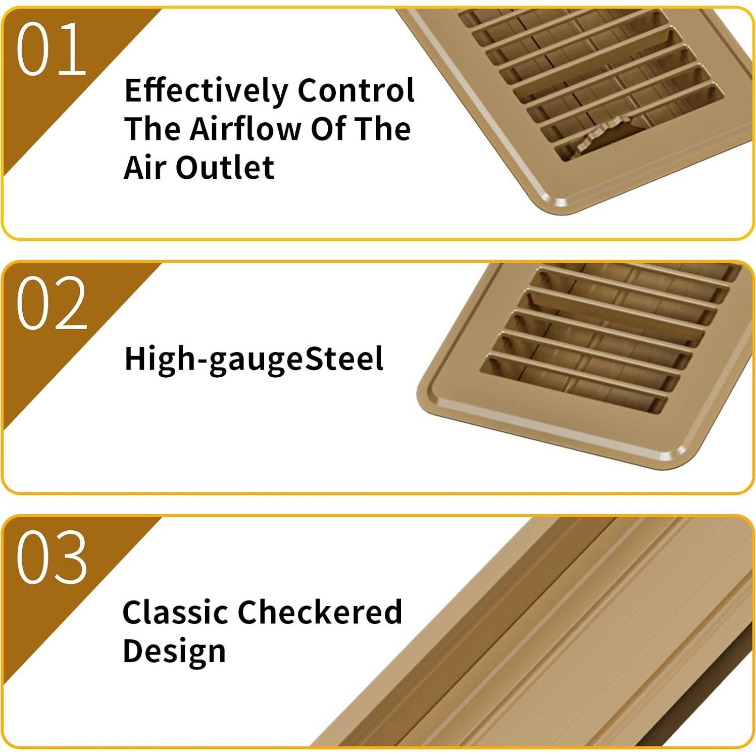 Paquete de 2 rejillas de piso 10 x 25 cm metal marrón