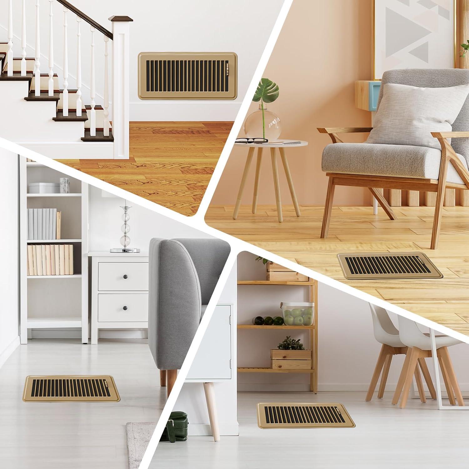 Paquete de 2 rejillas de piso 10 x 25 cm metal marrón