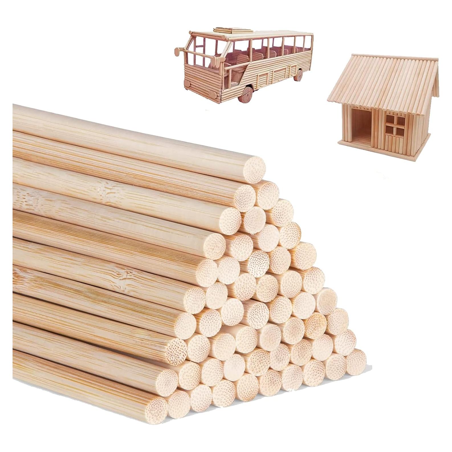 Varillas de Dowel de Bambú 25 PCS 1.27 cm x 15.24 cm DaTpuik