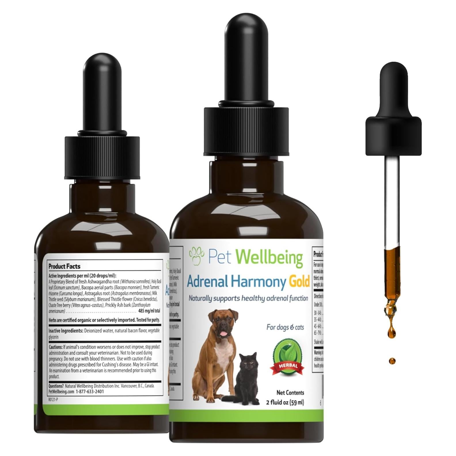 Suplemento Herbal Adrenal Harmony Gold Pet Wellbeing 59 ml
