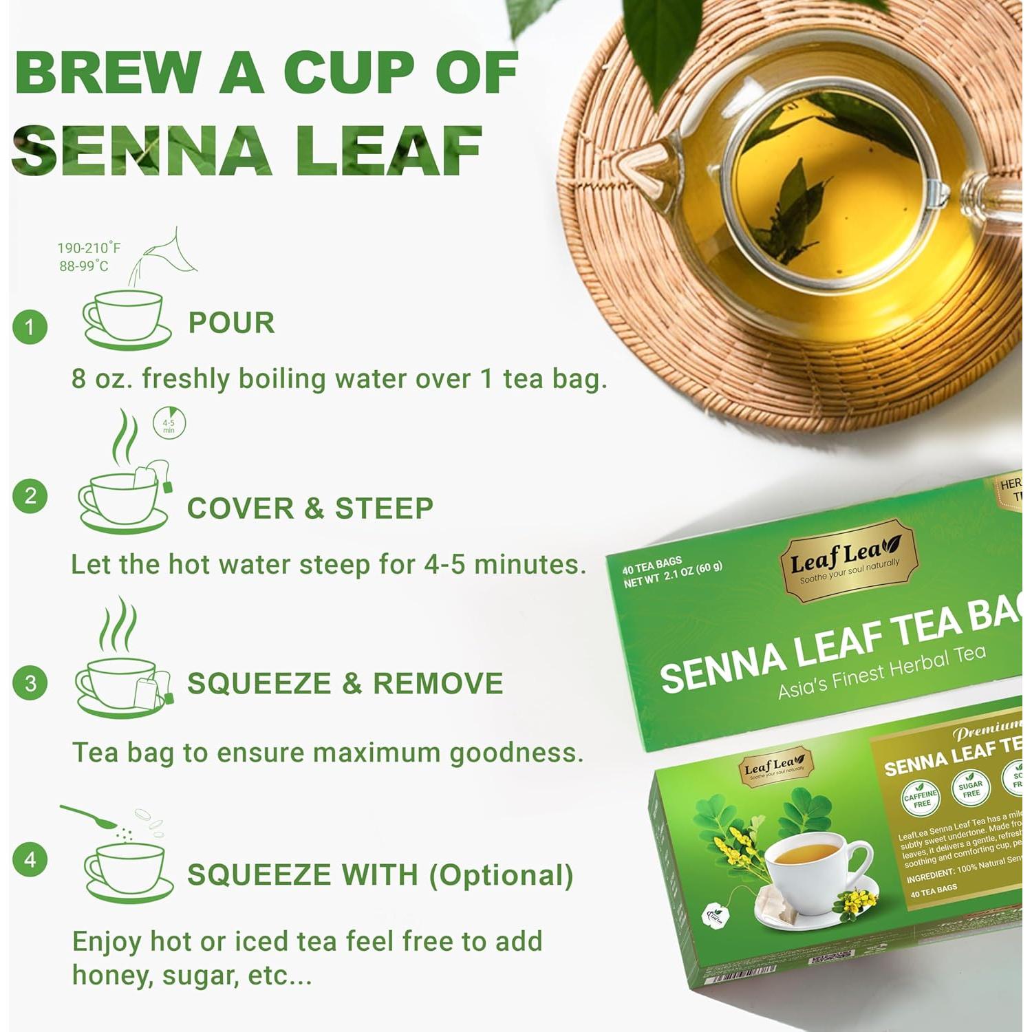 Té de Hoja de Senna LeafLea - 80 Bolsitas Laxante Natural