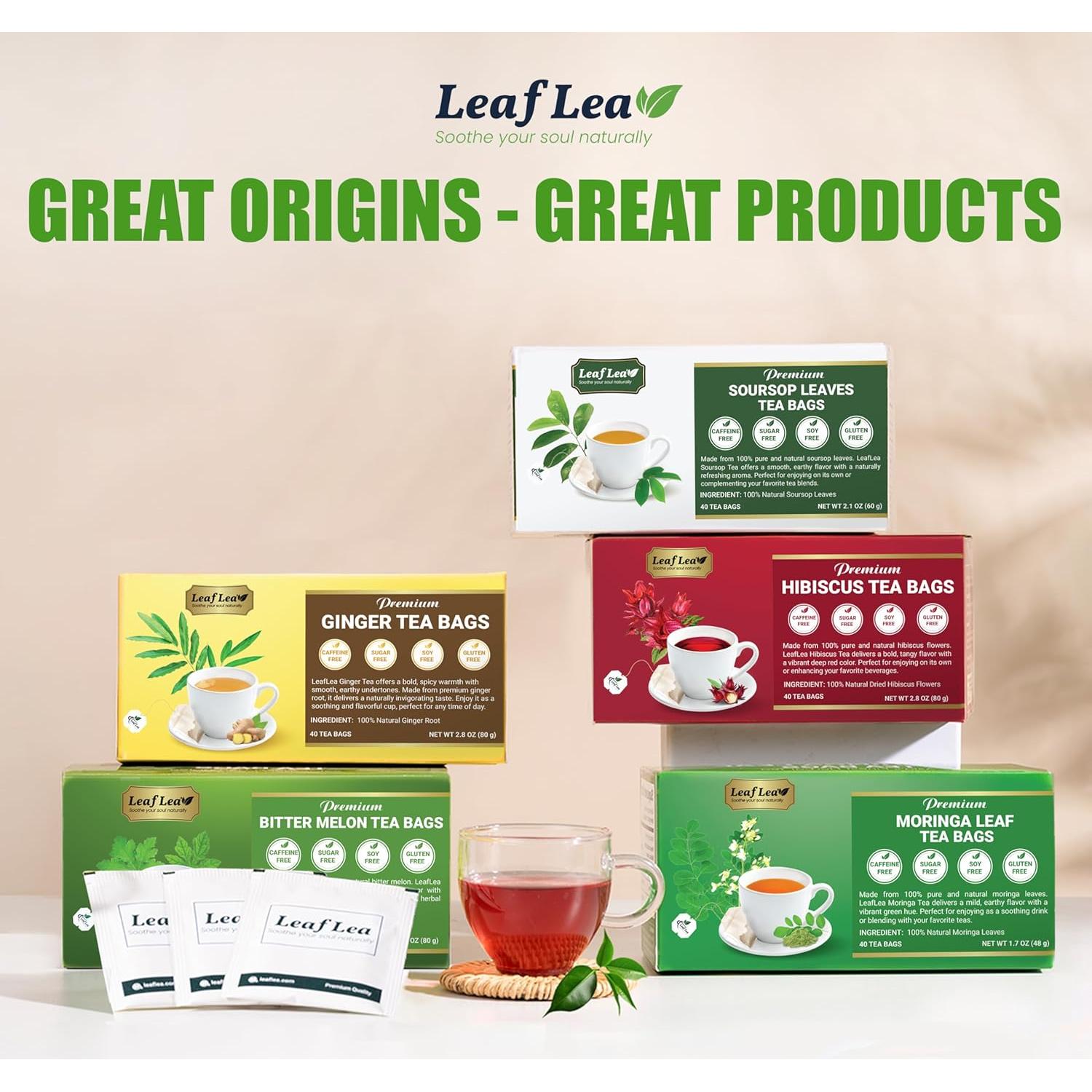 Té de Jengibre LeafLea 120 Bolsitas, 100% Pura Raíz, Sin Cafeína