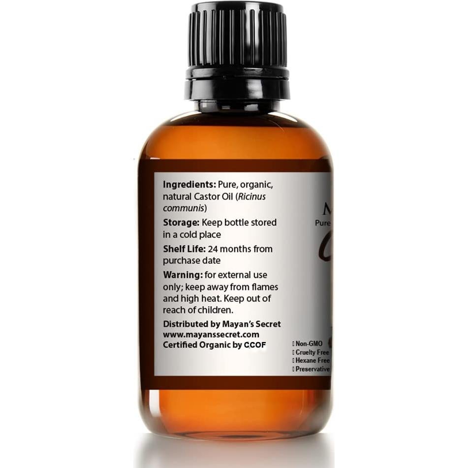Aceite de Ricino Puro Orgánico Secreto Maya 118 ml - Crecimiento Cabello y Piel