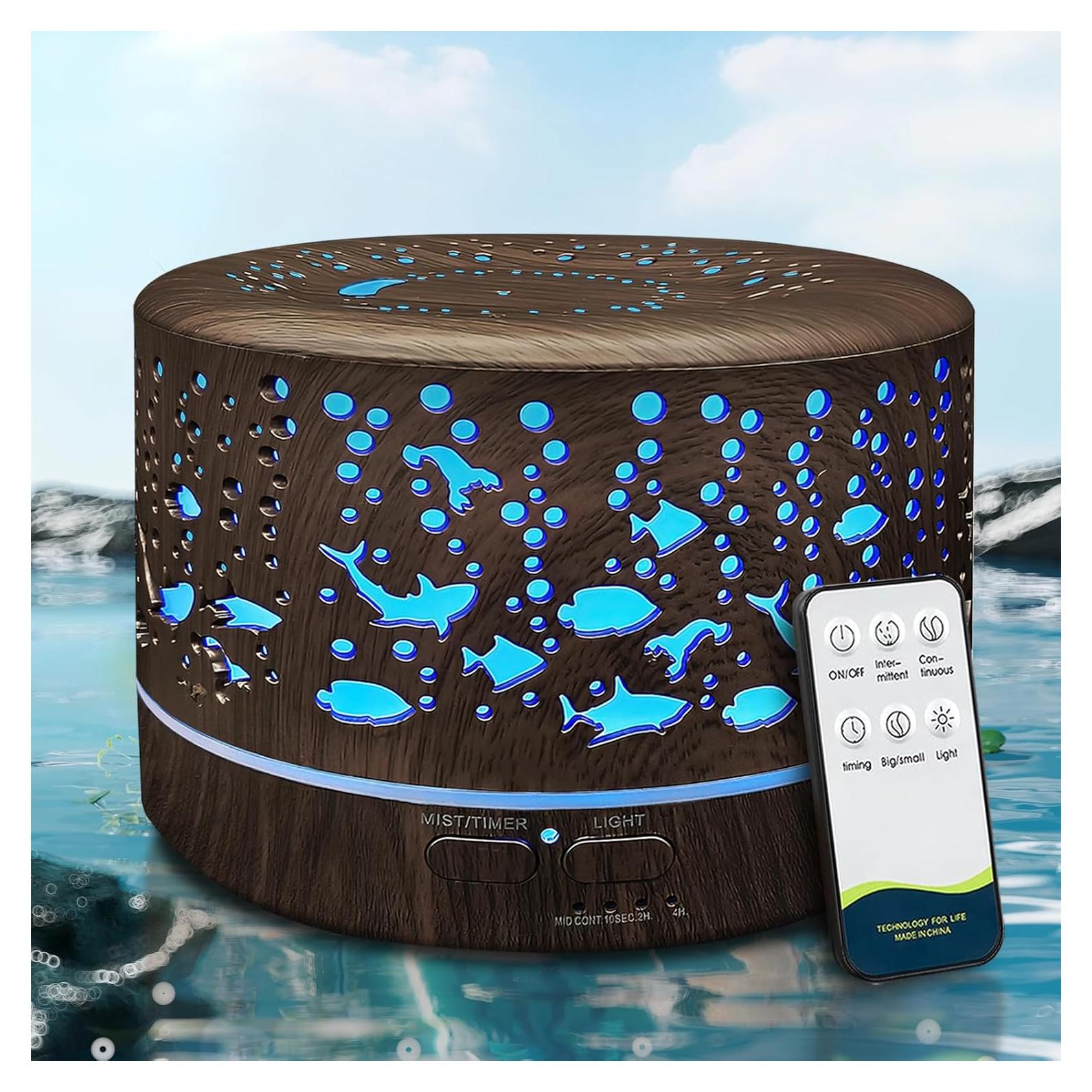 Difusor de Aceites Esenciales Roonbo 600ml con R/C y 7 Colores