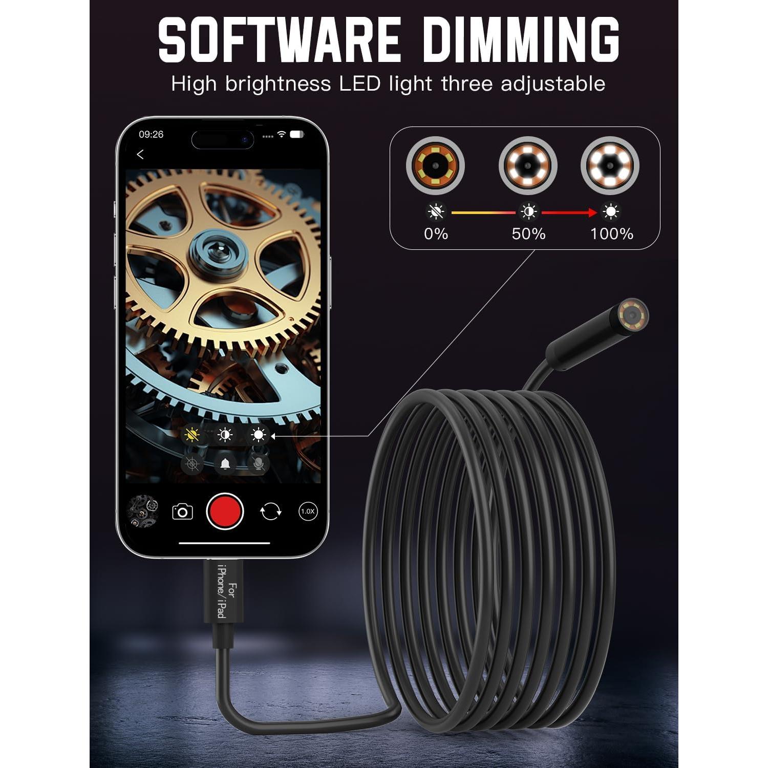 Cámara Endoscopio HD 1920P ZOIOT 1.8m IP67 7.9mm