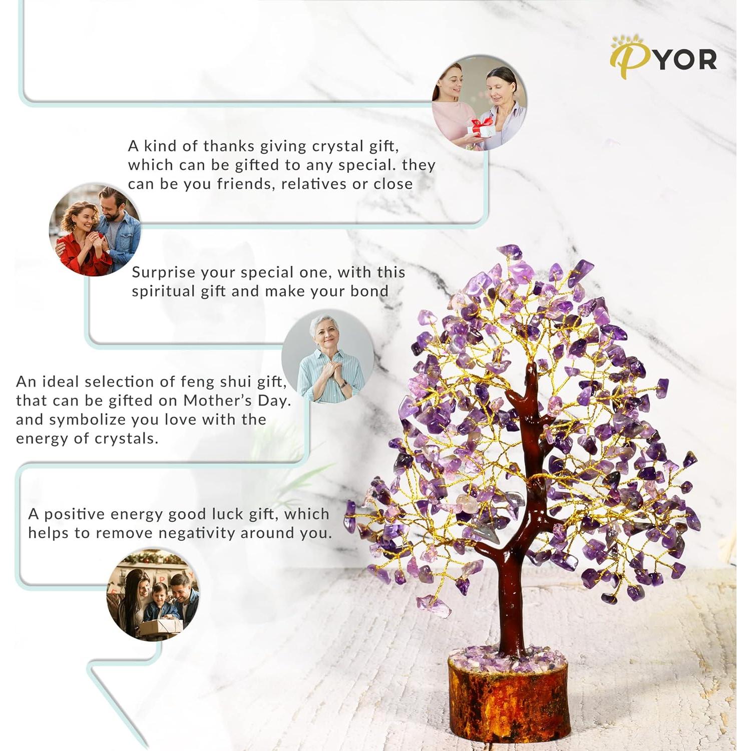 Árbol de Dinero de Amatista PYOR - Decoración Espiritual 26 cm