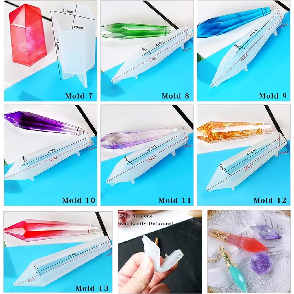 Molde de Silicona para Resina iSuperb - 13 Piezas Rombo DIY