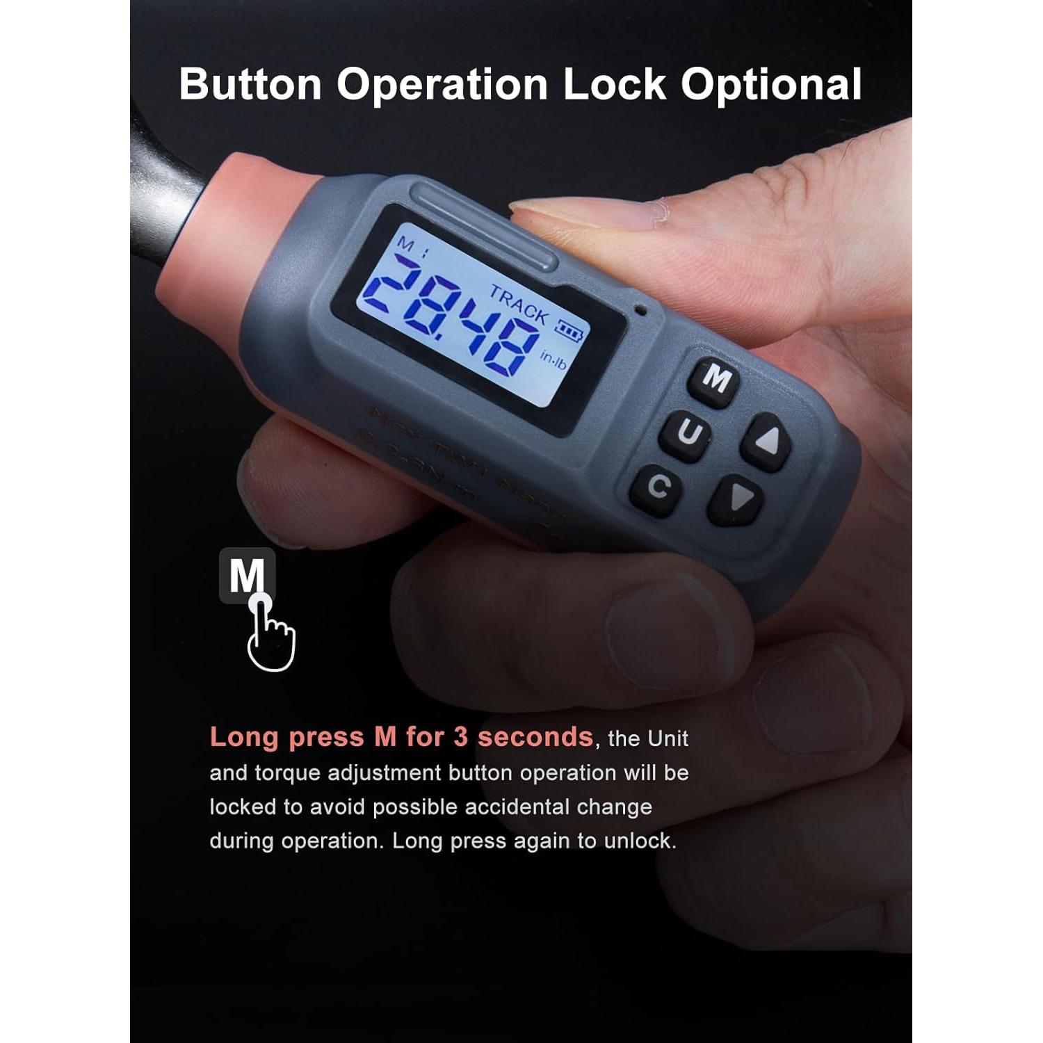 Llave de Torque Digital GROWNEER 1/4'' 1.5-30 Nm con Accesorios