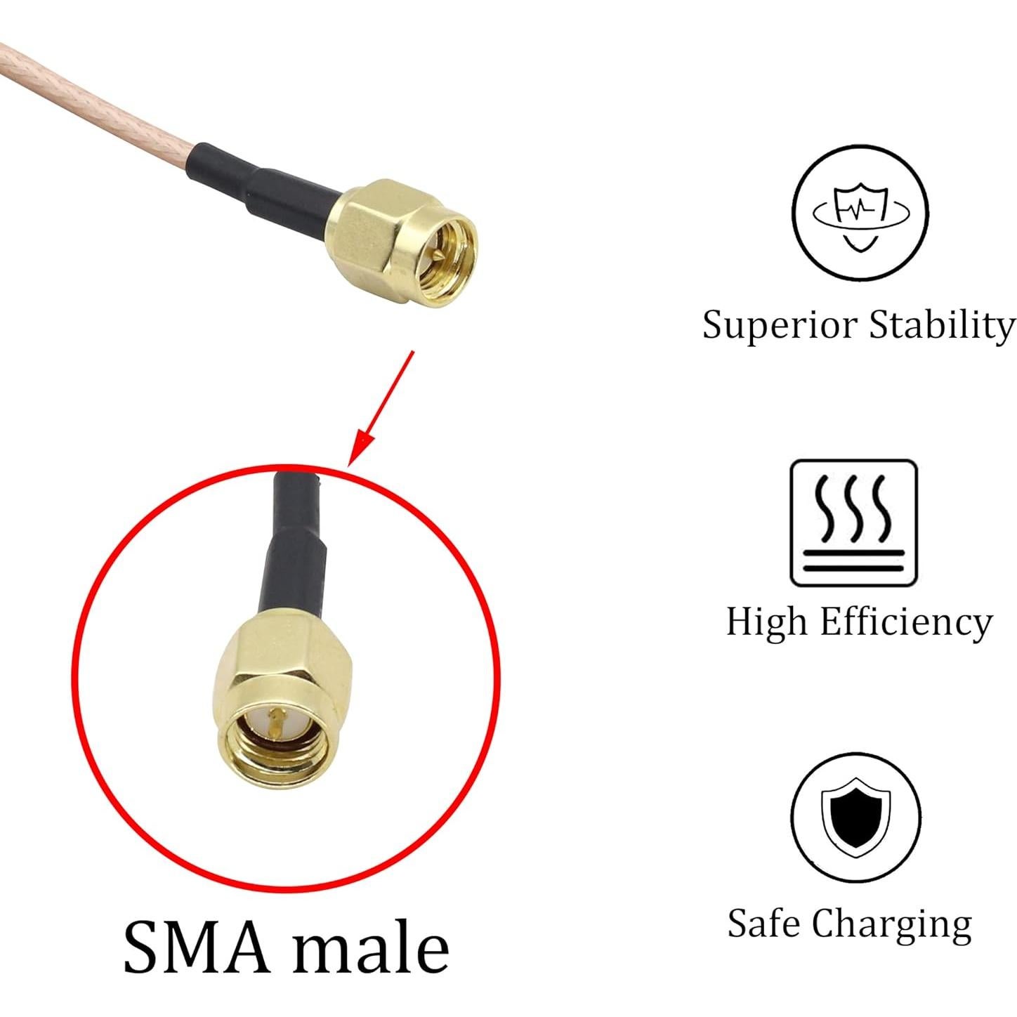 Cable Coaxial SMA Macho a Macho RG316 20cm - 2 Pack