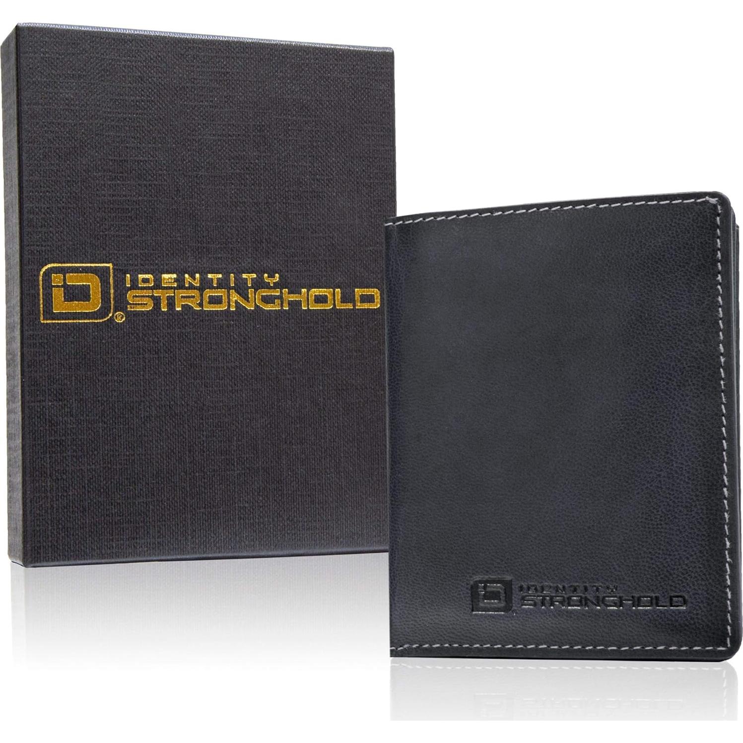Billetera Bifold ID Stronghold RFID Negra - 25 Tarjetas