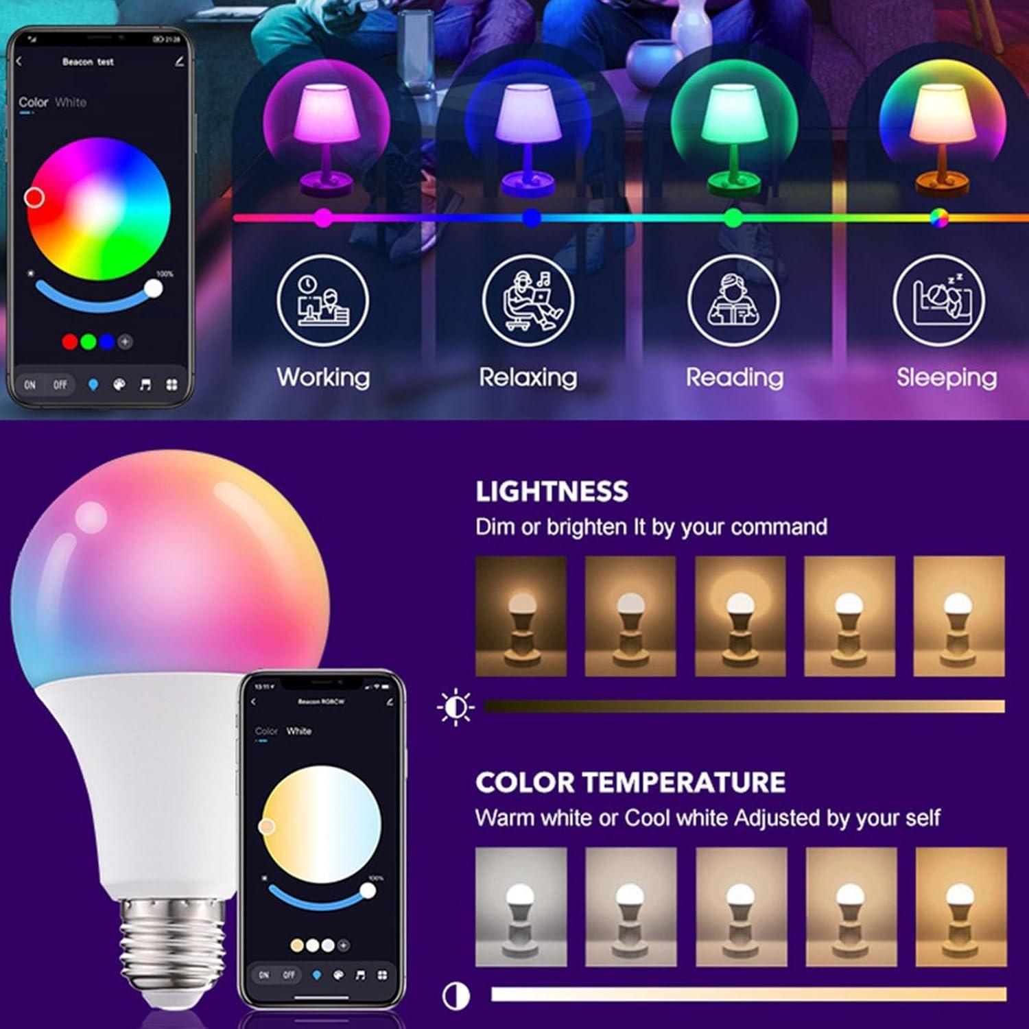 Bombilla LED Inteligente AFINSEA WiFi Bluetooth 10W E26 RGB