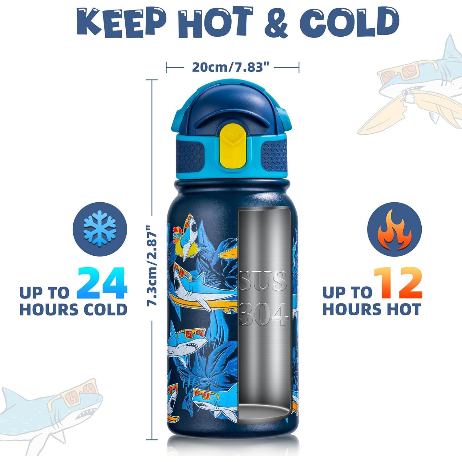 Botella de Agua Oldley 12oz Acero Inoxidable Aislada Tiburón Marino