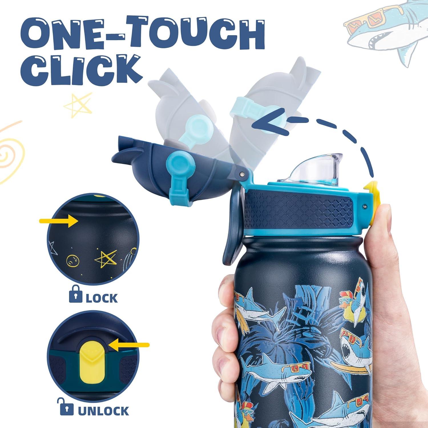 Botella de Agua Oldley 12oz Acero Inoxidable Aislada Tiburón Marino