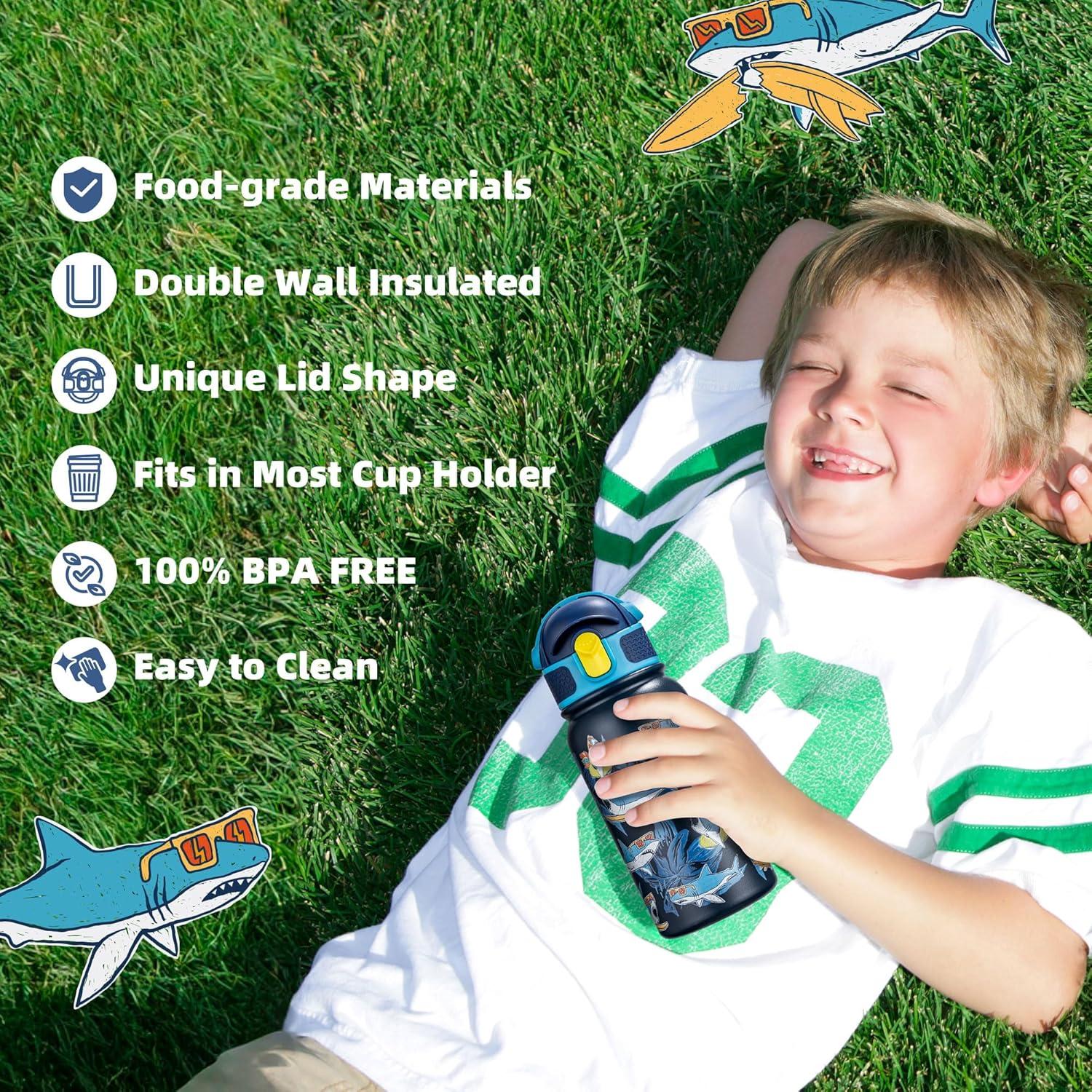 Botella de Agua Oldley 12oz Acero Inoxidable Aislada Tiburón Marino