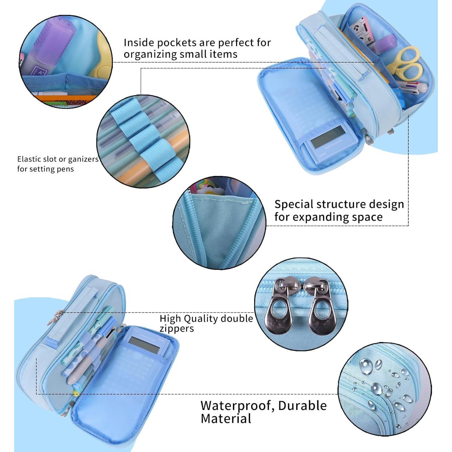 Estuche de Lápices Grande Aguamarina - Organizador de Oficina