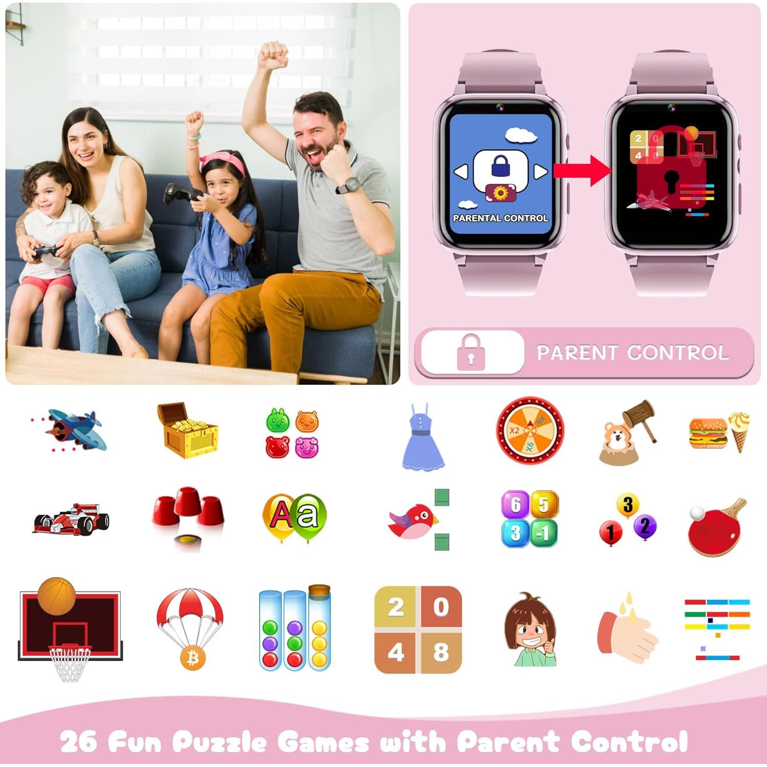 Reloj Inteligente Spodus para Niñas 3-12 Años con Juegos y Cámara