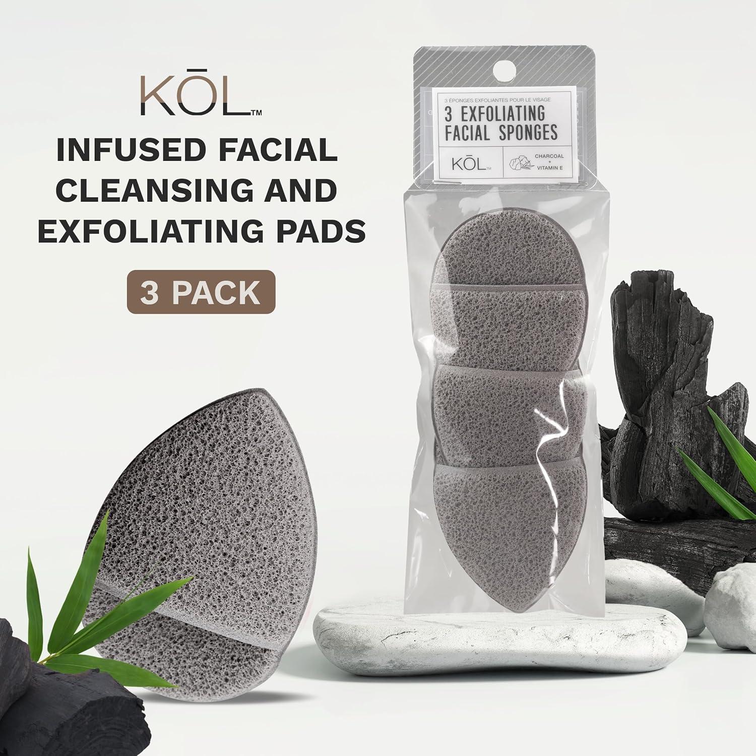 KOL Almohadillas Exfoliantes Faciales Premium 3 Piezas Carbón Vitamina E