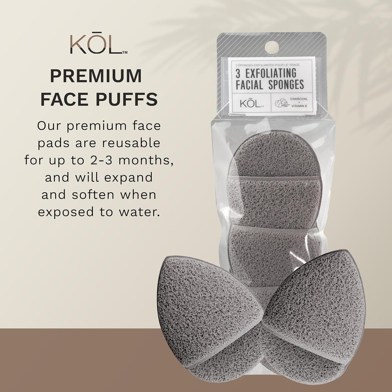 KOL Almohadillas Exfoliantes Faciales Premium 3 Piezas Carbón Vitamina E