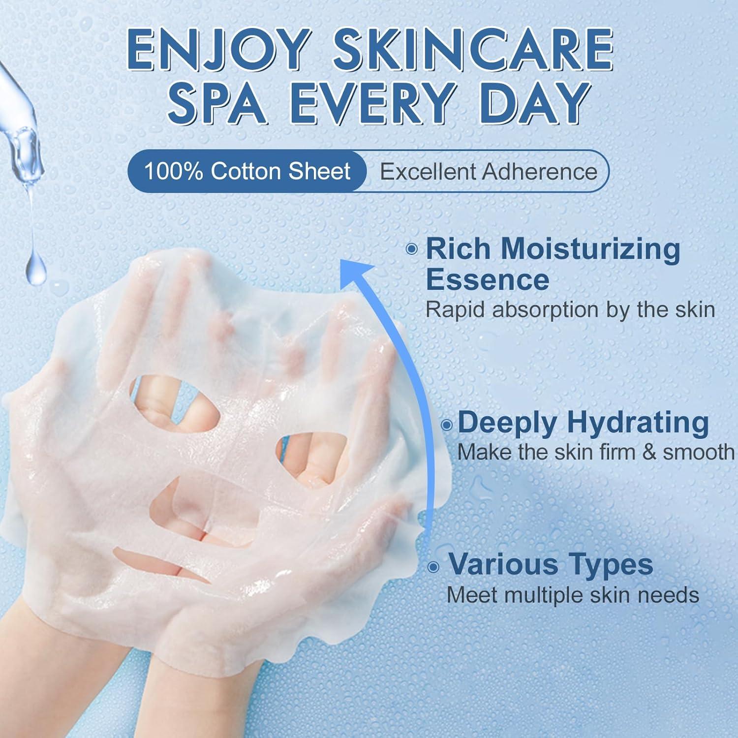 24 Mascarillas Faciales Hidratantes Colágeno Cuidado Piel