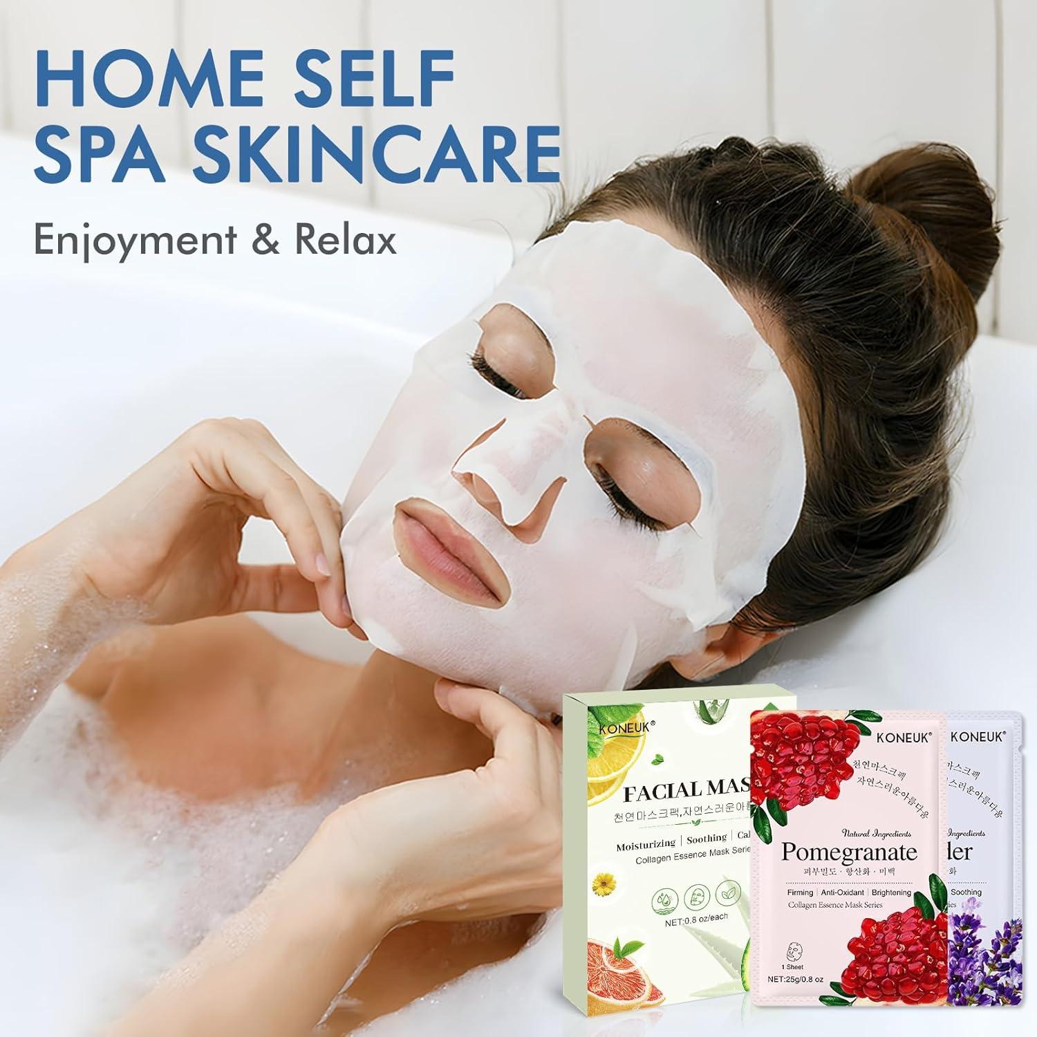 24 Mascarillas Faciales Hidratantes Colágeno Cuidado Piel