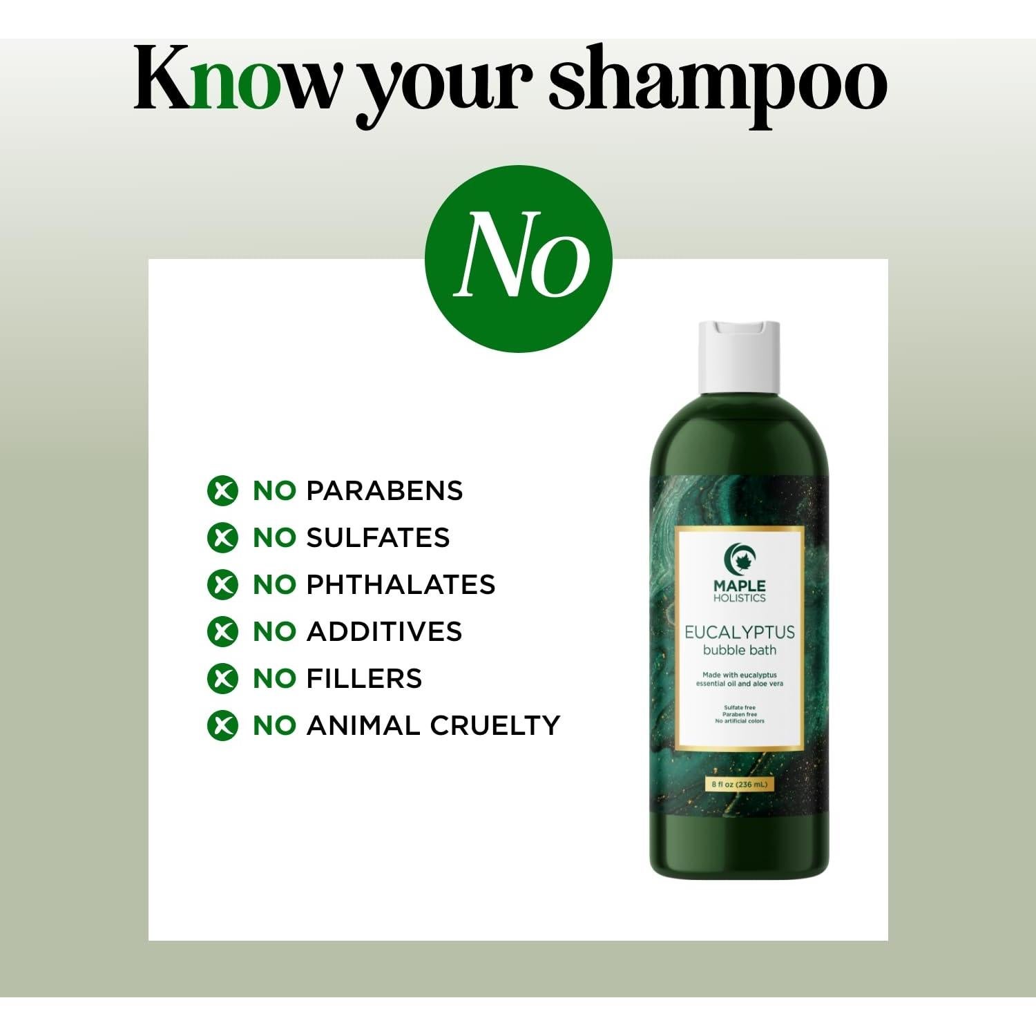 Baño Espumoso Eucalipto Maple Holistics 236.6 ml Sin Sulfatos