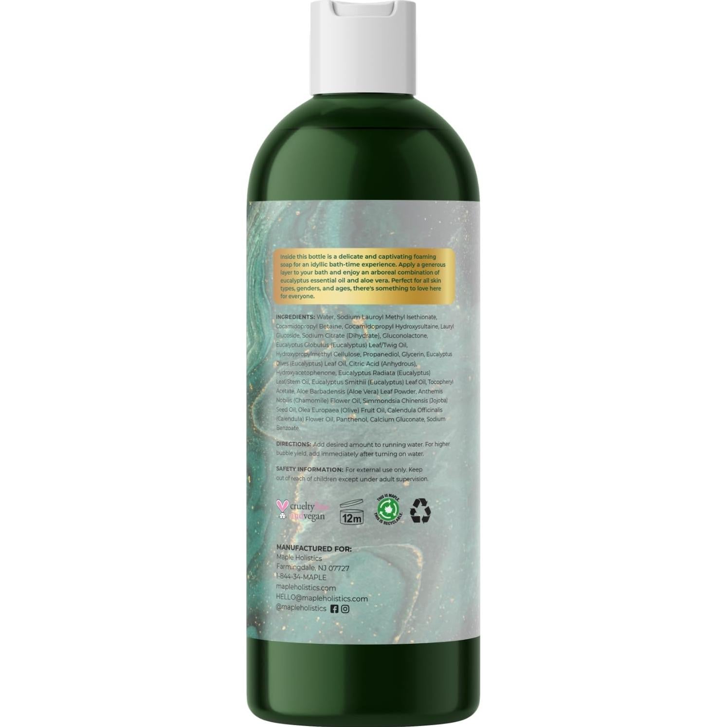 Baño Espumoso Eucalipto Maple Holistics 236.6 ml Sin Sulfatos