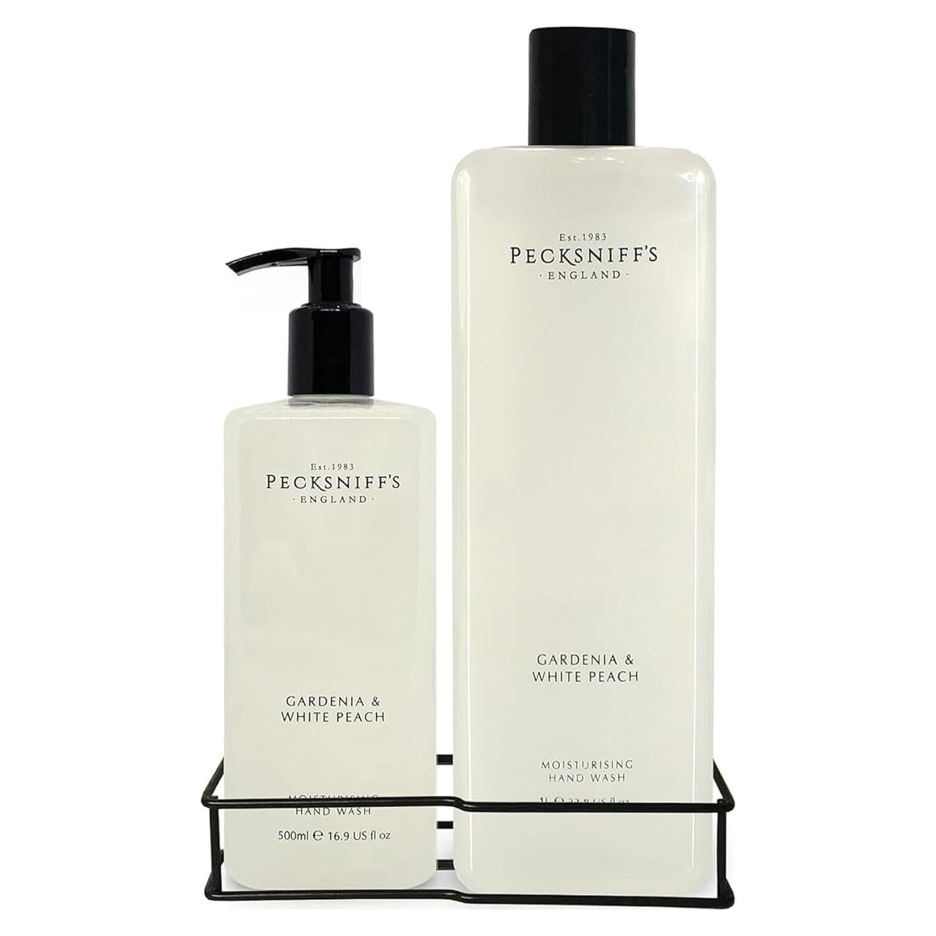 Pecksniff's Classic Moisturizing Hand Wash 500ml Set with 1L Refill (Gardenia & White Peach)