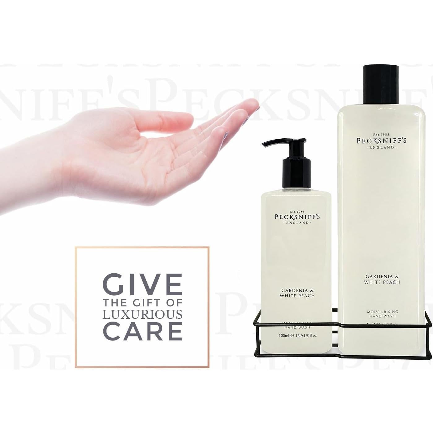 Pecksniff's Classic Moisturizing Hand Wash 500ml Set with 1L Refill (Gardenia & White Peach)