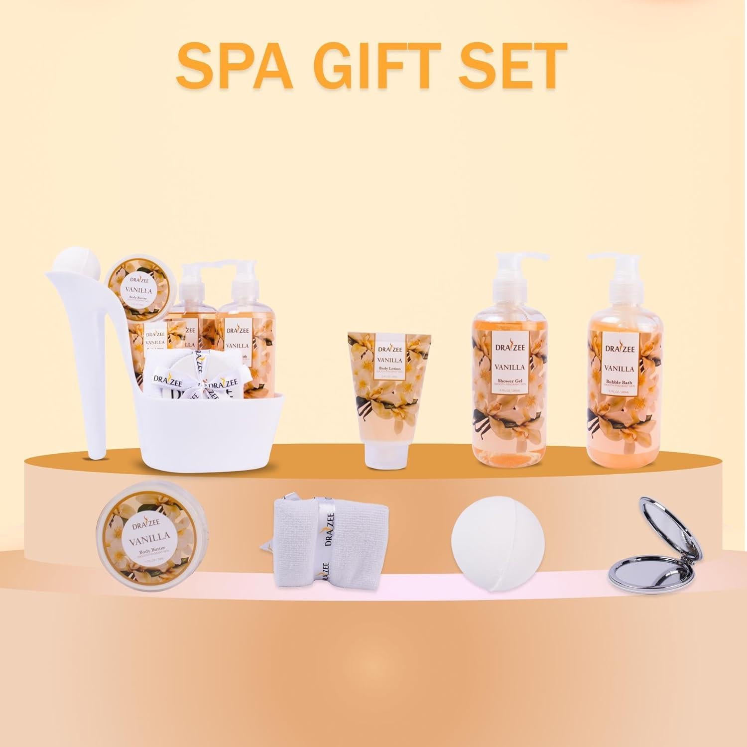 Set de Spa de Lujo Draizee 8 Piezas Vainilla - Cesta de Baño