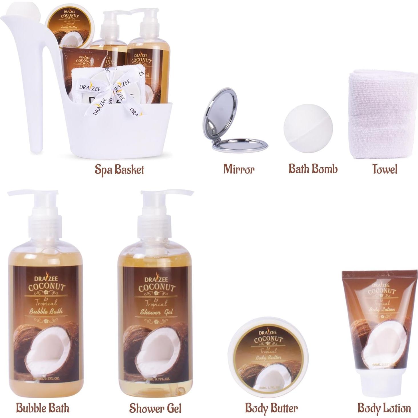 Set de Spa de Lujo Draizee 8 Piezas Aroma Coco