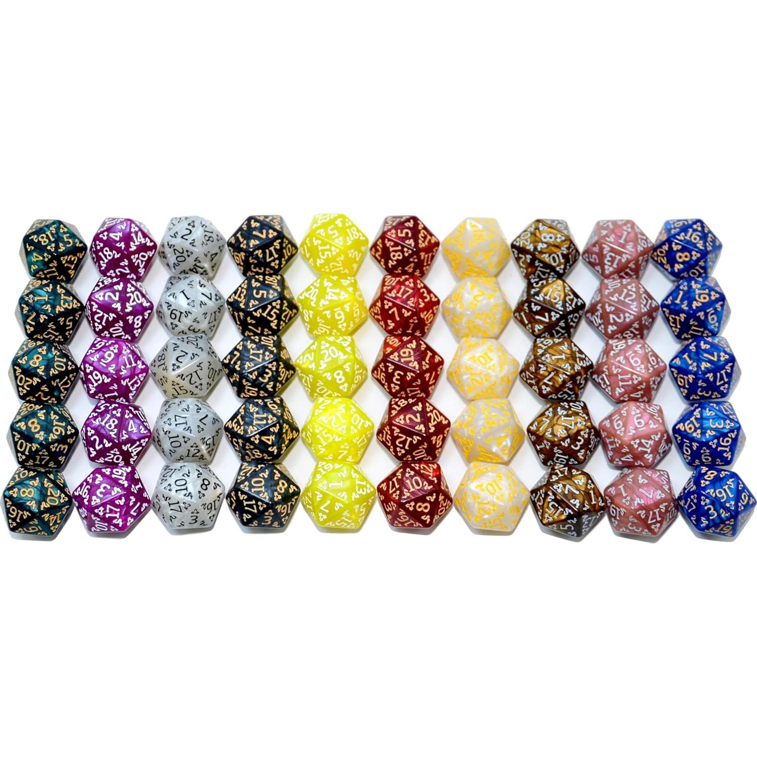 SmartDealsPro Paquete de 50 Dados D20 Poliedricos con Bolsa