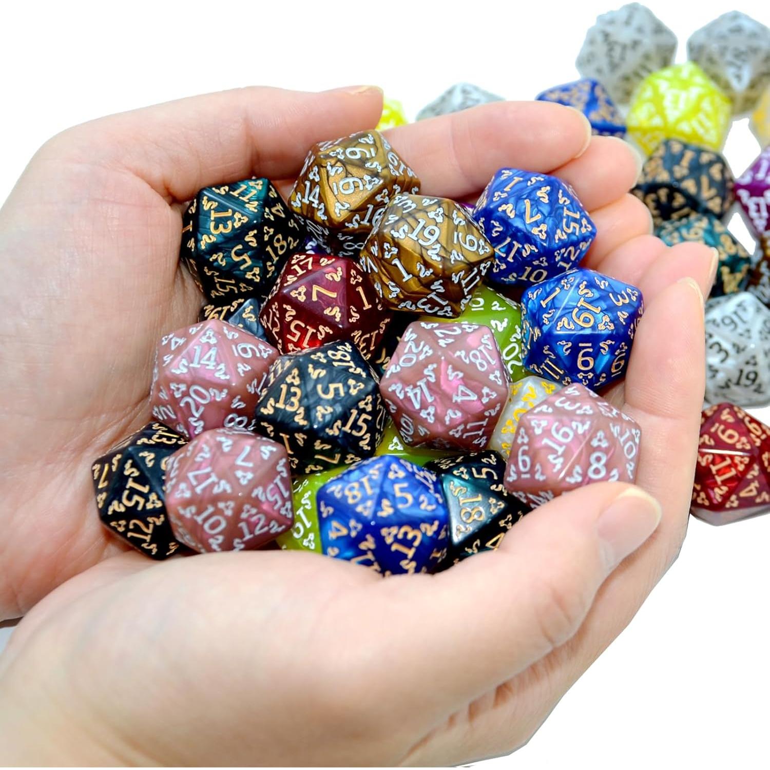 SmartDealsPro Paquete de 50 Dados D20 Poliedricos con Bolsa