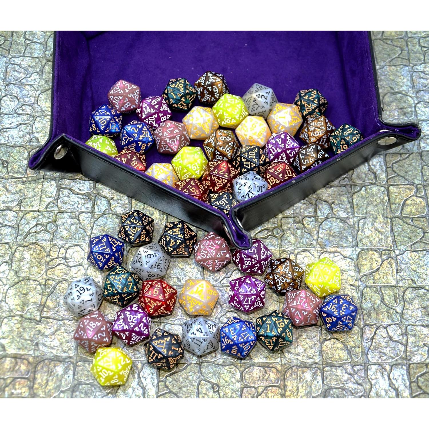 SmartDealsPro Paquete de 50 Dados D20 Poliedricos con Bolsa