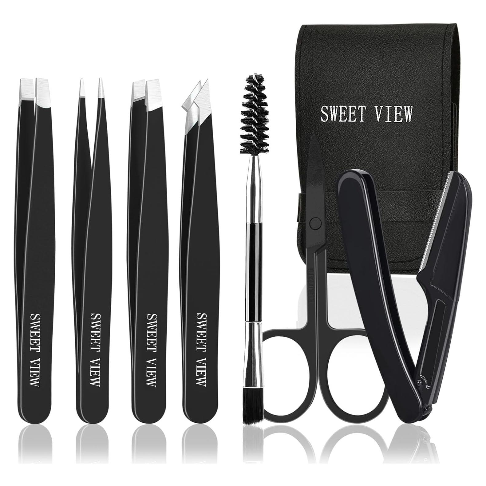 Kit de Pinzas para Cejas 7 Piezas SWEET VIEW Acero Inoxidable