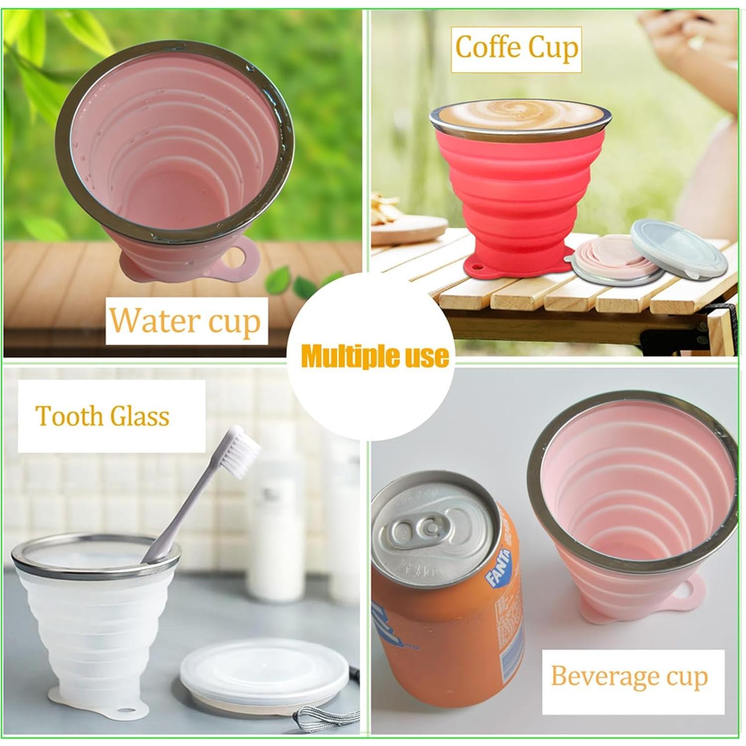 Tazas de Camping Plegables Geolinhome - Silicona 3 Pzs 180-320 ml