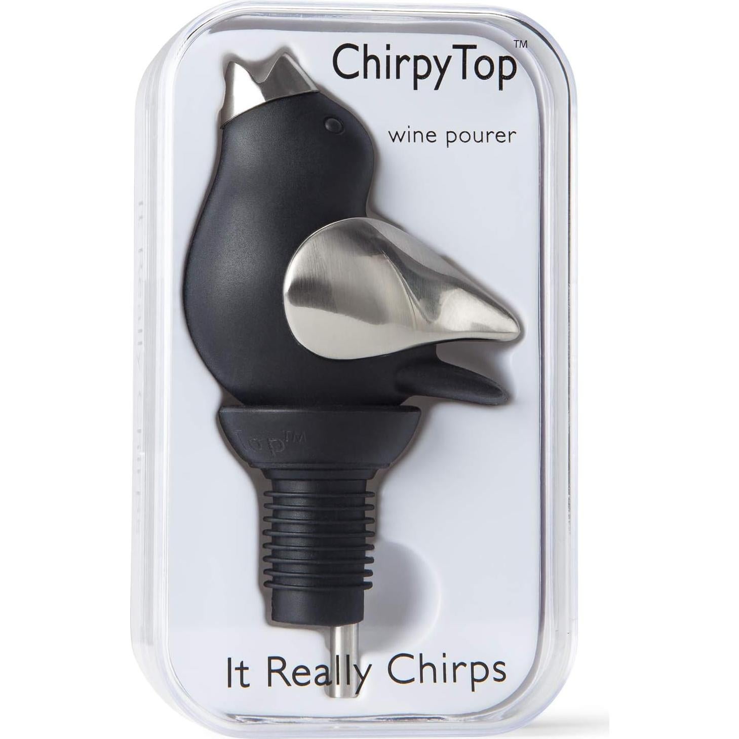 Vertedor de Vino ChirpyTop Negro Cromo con Silbido