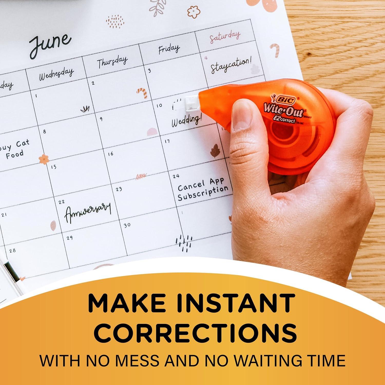 Cinta Correctora BIC Wite-Out EZ Correct 10 Unidades 11.9m