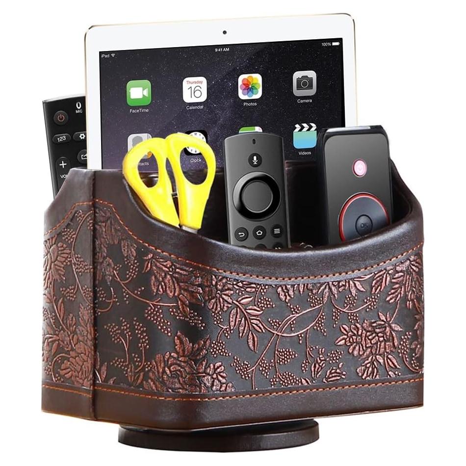 Soporte Organizador de Control Remoto YAPISHI 360° Cuero Sintético