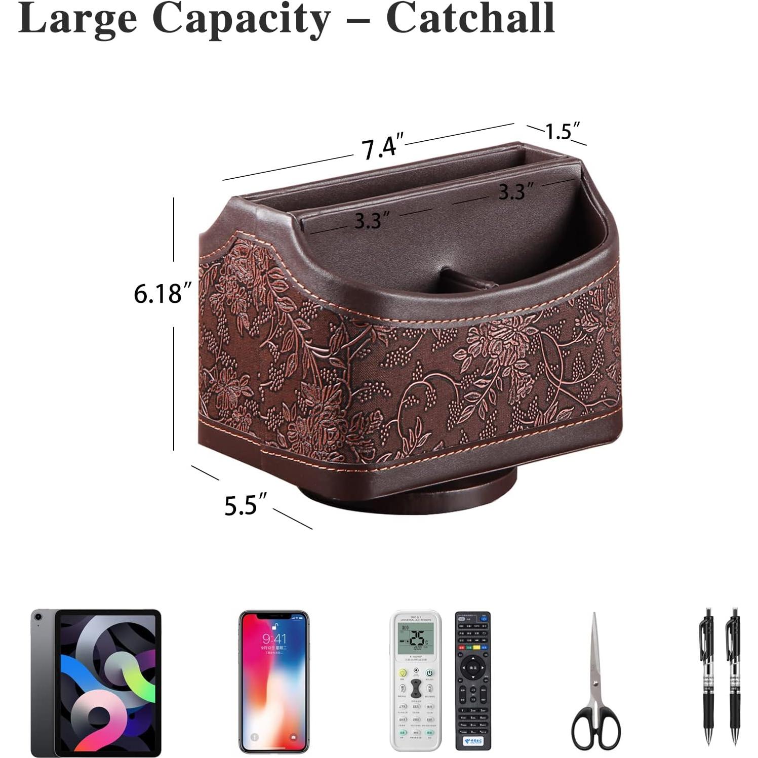 Soporte Organizador de Control Remoto YAPISHI 360° Cuero Sintético