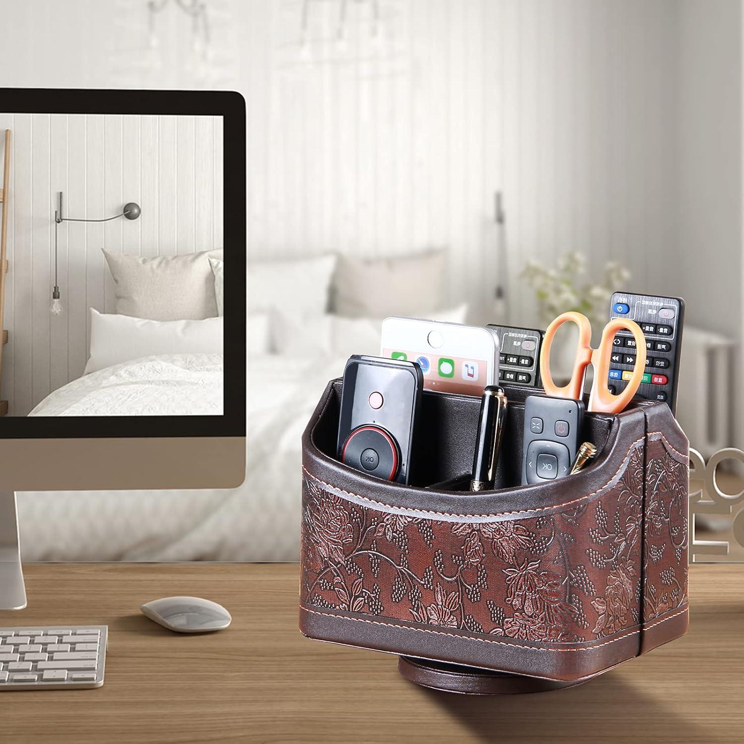 Soporte Organizador de Control Remoto YAPISHI 360° Cuero Sintético
