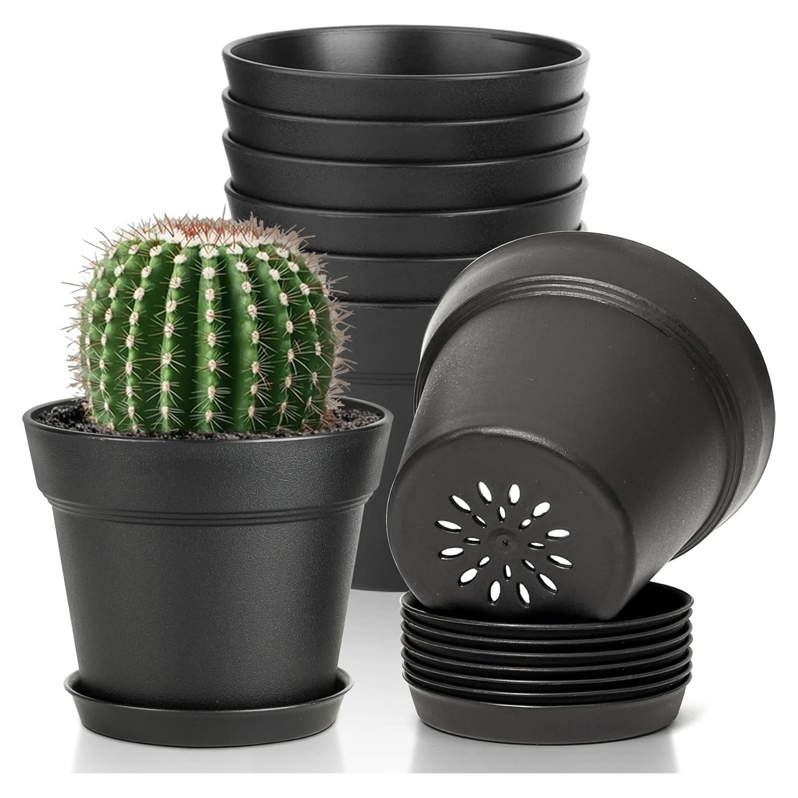 Macetas de 10 cm T4U Paquete de 8 con Plato y Drenaje
