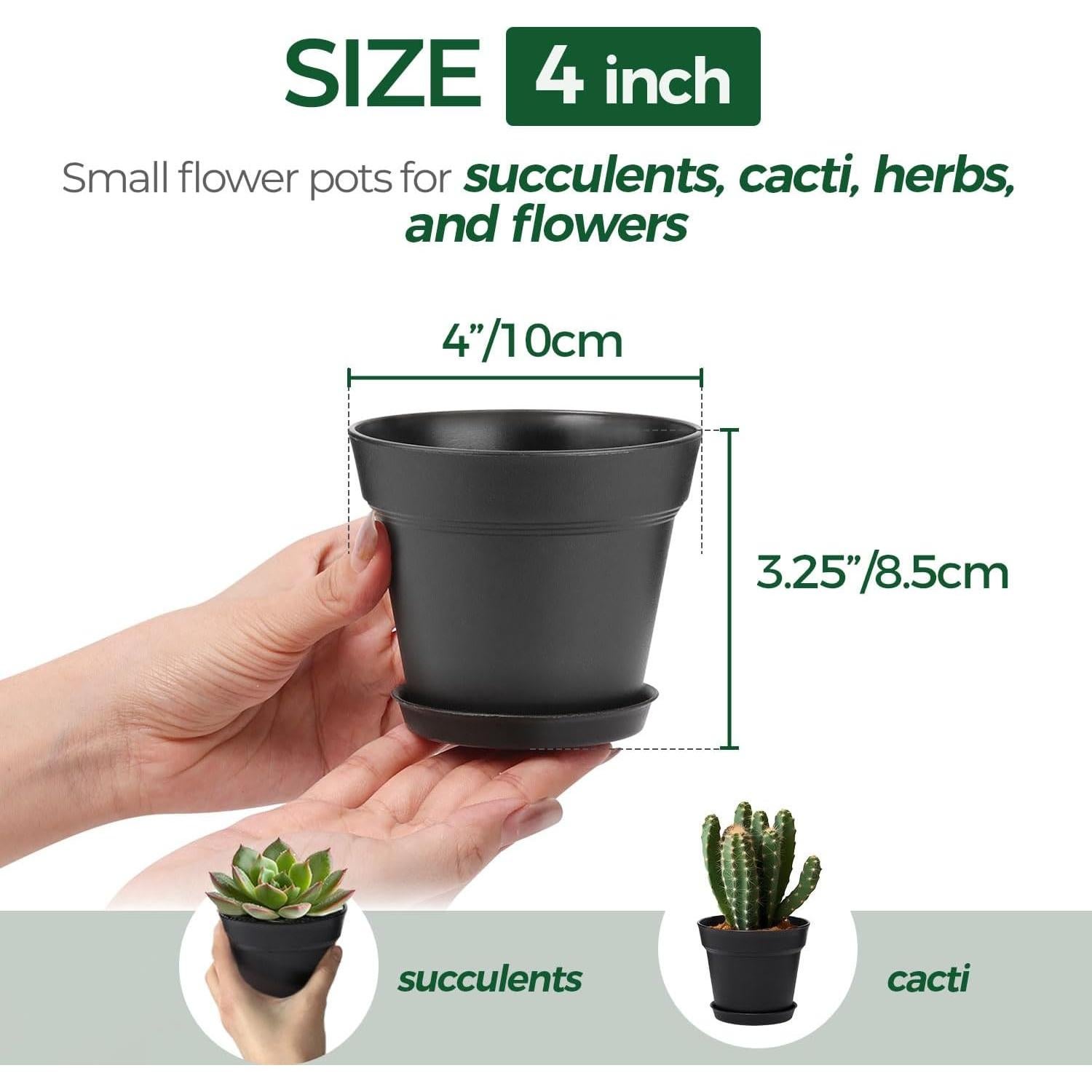 Macetas de 10 cm T4U Paquete de 8 con Plato y Drenaje