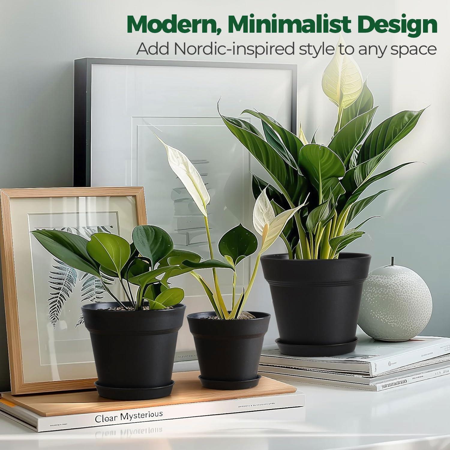 Macetas de 10 cm T4U Paquete de 8 con Plato y Drenaje