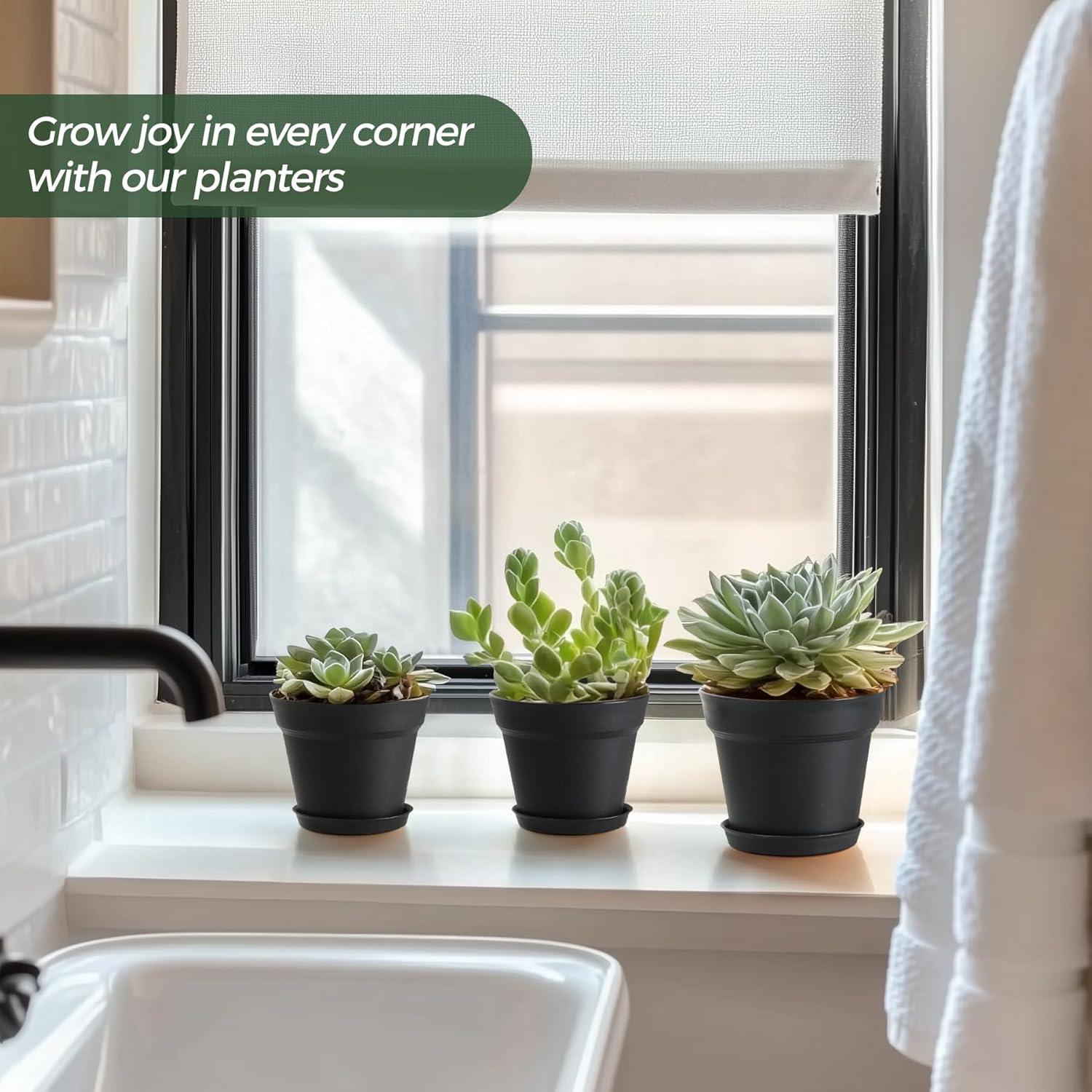 Macetas de 10 cm T4U Paquete de 8 con Plato y Drenaje