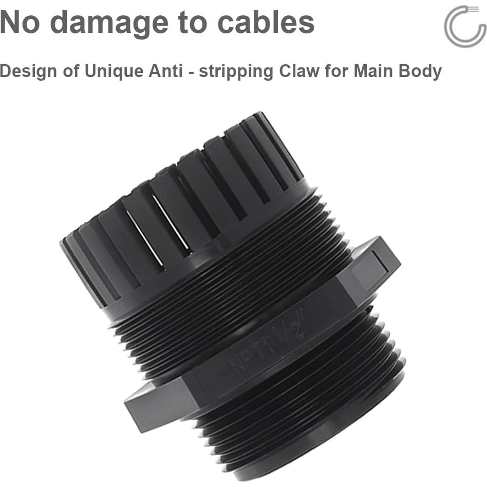 Conector de Alivio de Tensión RTNLIT 1-1/2" NPT Negro IP68